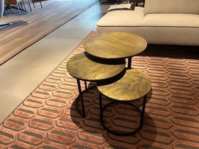 Goudkleurige salontafel set van 3 stuks, Ophalen, Minder dan 50 cm, 50 tot 100 cm, Info@vissermeubelen.nl
