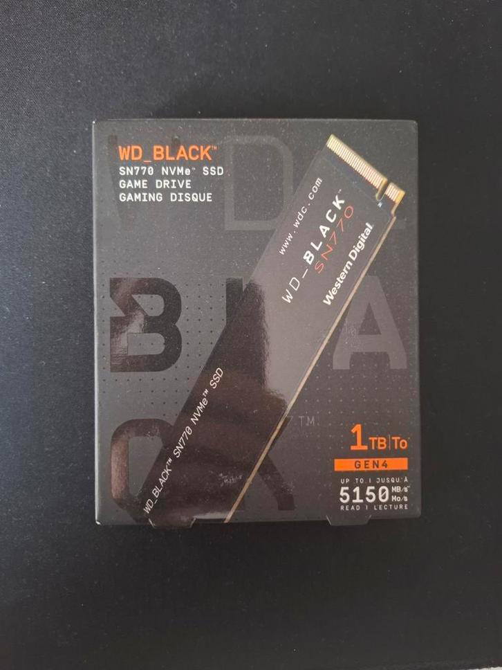 WD Black SN770 1TB NVMe SSD - PCIe Gen4 M.2, Computers en Software, Harde schijven, Zo goed als nieuw, Desktop, Intern, SSD, Overige aansluitingen