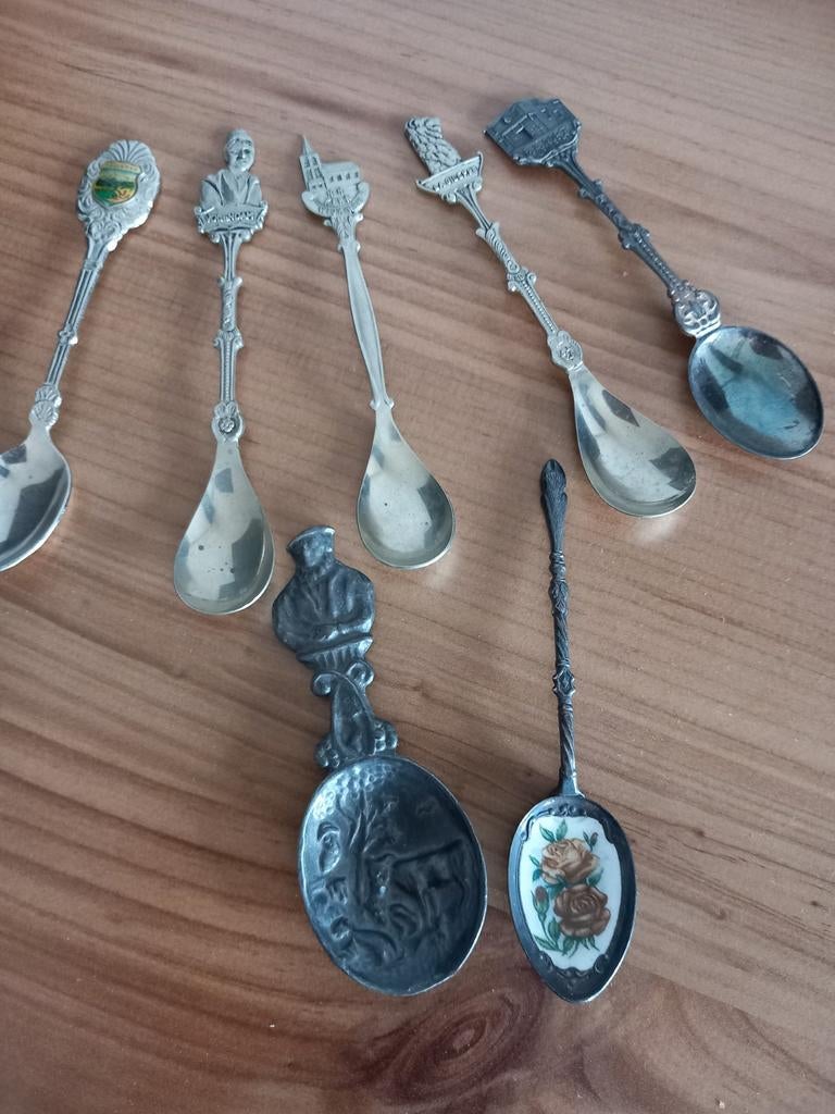 Diverse theelepels, plaatsnaam enz ca 50 jaar oud, Antiek en Kunst, Antiek | Bestek, Ophalen