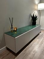 Uniek IKEA BESTÅ tv-meubel met tegels & gouden pootjes, Ophalen, Zellige look, 150 tot 200 cm, Zo goed als nieuw