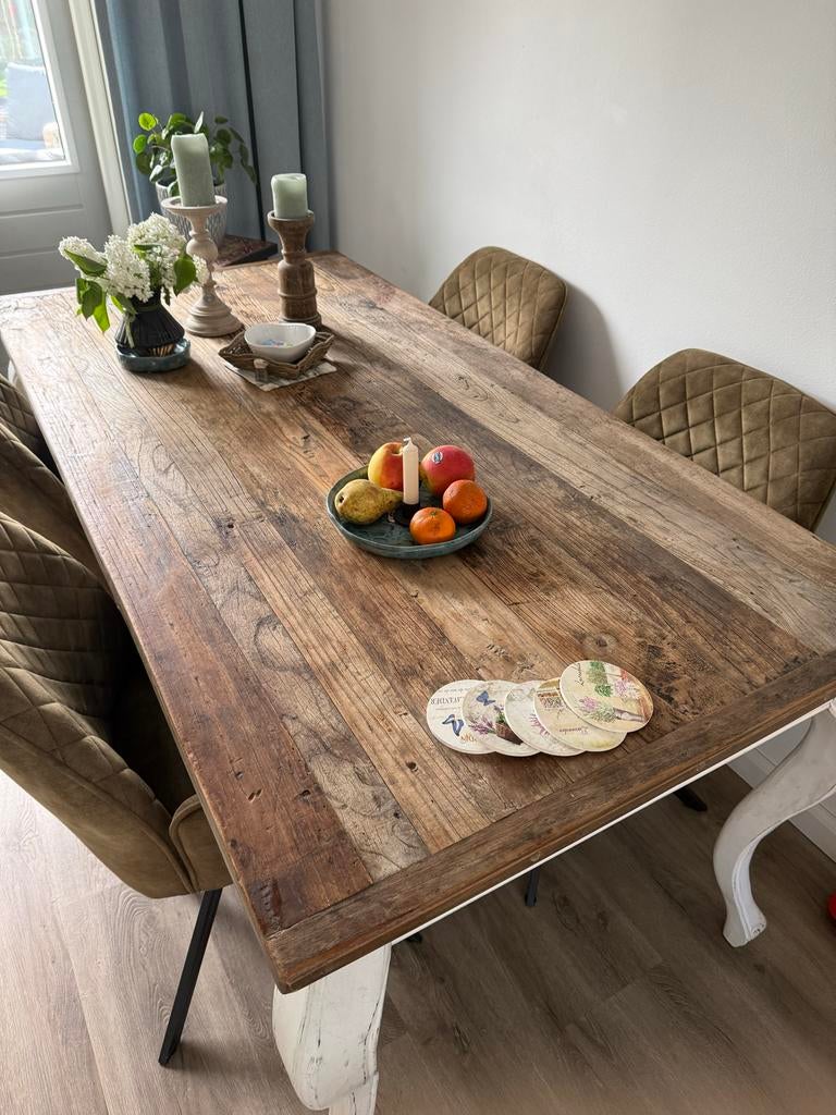 Riviera Maison Driftwood eettafel 180x90 cm, Ophalen, Gebruikt, 50 tot 100 cm, Vijf personen of meer
