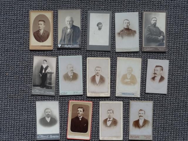 14 oude portret foto's, mannen, baarden, snorren, militair, Gebruikt, Verzenden, Foto, Voor 1940