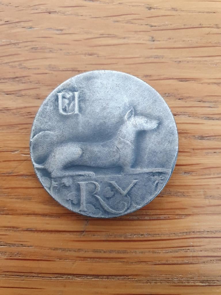 Penning 1988 Marianne Letterie (1945) - Hond met vrouw, Ophalen of Verzenden, Brons