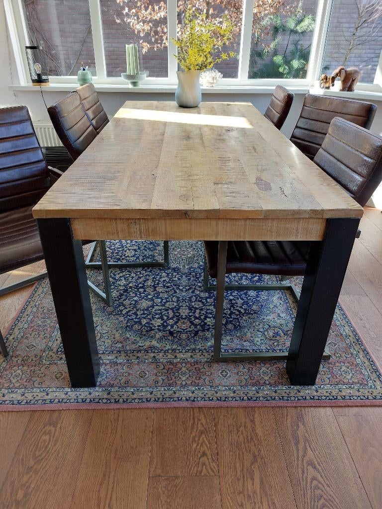 Tafel mangohout 200 x100, Ophalen, 50 tot 100 cm, Zo goed als nieuw, 150 tot 200 cm