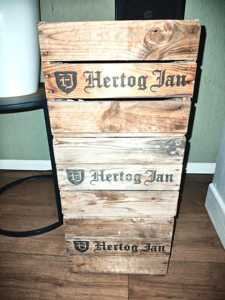 Hertog Jan houten krat - decoratief en functioneel, Huis en Inrichting, Woonaccessoires | Kisten, Gebruikt, 50 tot 75 cm, Minder dan 50 cm