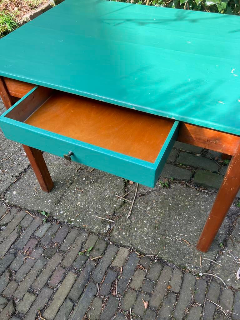 Originele grenen keukentafel met lade - 110x75 cm, Ophalen, Gebruikt, 100 tot 150 cm, 50 tot 100 cm