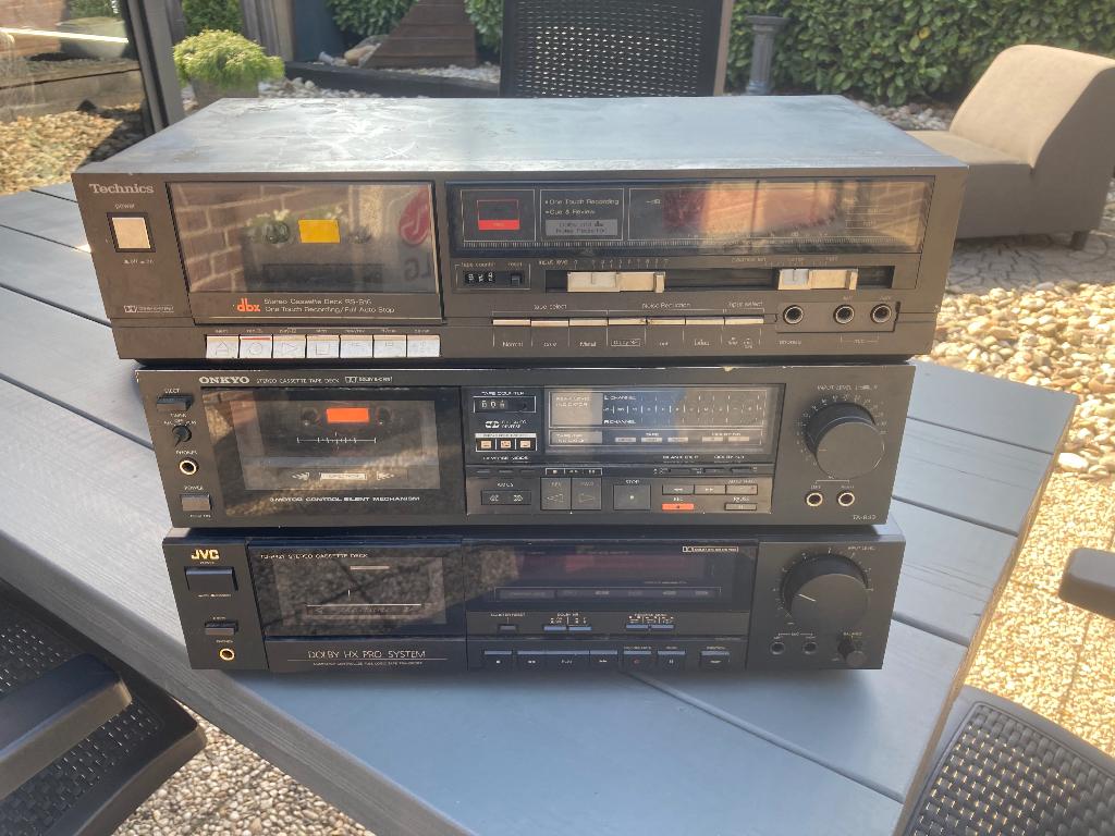 3 Cassettedecks (Opknappers): JVC, Onkyo,Technics, Audio, Tv en Foto, Ophalen of Verzenden, Overige merken, Tiptoetsen
