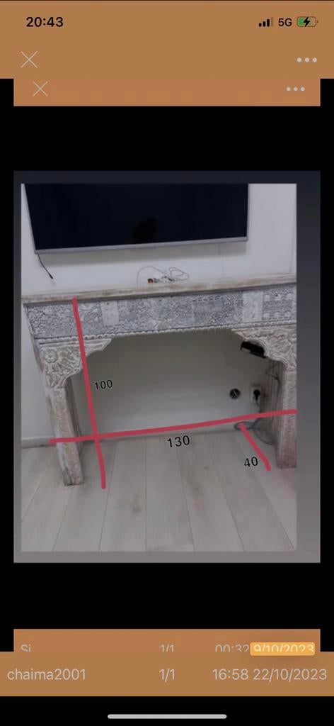 Oosters mangohouten sidetable, Gebruikt, 100 tot 150 cm, Ophalen of Verzenden, Overige houtsoorten