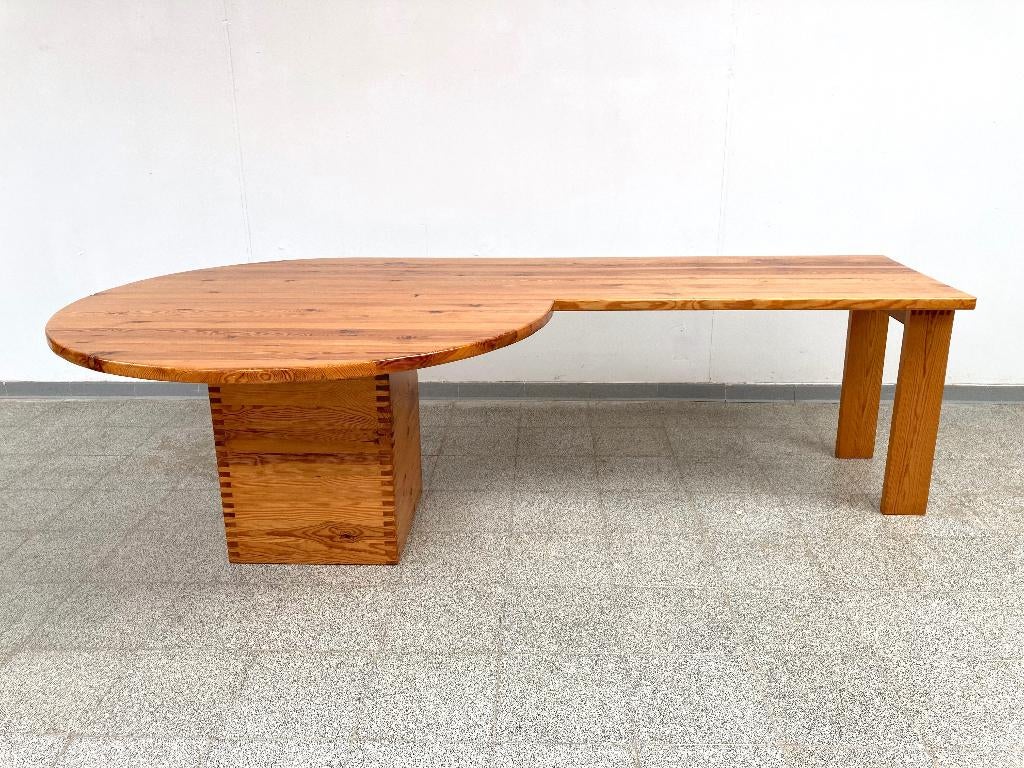 Mid-century vintage design eetkamertafel/bureau, Ophalen, Gebruikt, 100 tot 150 cm, 200 cm of meer