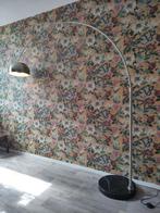 Booglamp mat geborsteld staal met marmeren voet vloerlamp, Huis en Inrichting, Lampen | Vloerlampen, Ophalen, Zo goed als nieuw