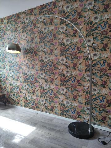 Booglamp mat geborsteld staal met marmeren voet vloerlamp beschikbaar voor biedingen