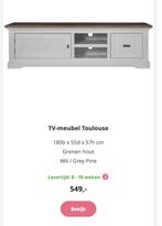 Tv meubel Toulouse hout wit, Huis en Inrichting, Kasten | Televisiemeubels, 50 tot 100 cm, Minder dan 100 cm, 25 tot 50 cm, Grenenhout