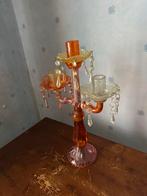 Glazen kaarzen standaard, zilveren en ijzeren, Ophalen of Verzenden, Glas