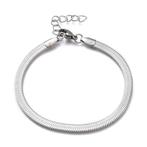 Stainless steel visgraat armband zilver 4mm met verlengketti, Verzenden, Nieuw, Zilver, Overige materialen