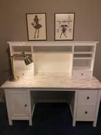 IKEA Hemnes Bureau met Opzetstuk & Marmer Blad, Huis en Inrichting, Kasten | Dressoirs, Ophalen, Gebruikt, 100 tot 150 cm, Met lade(s)