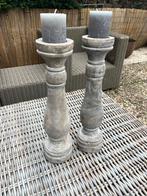 2 x Kaarshouder pilaar decoratie woonkamer, Ophalen, Zo goed als nieuw, Hout, 25 tot 50 cm