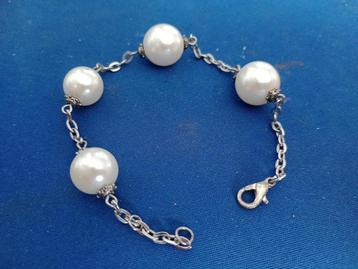 R.V.S. Parel Armband & karabijnsluiting -Size:18/21cm beschikbaar voor biedingen