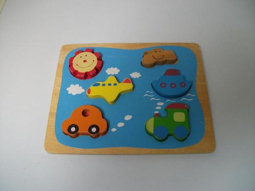 Puzzel dikke stukjes vervoer 6 delig, Kinderen en Baby's, Speelgoed | Houten speelgoed, Gebruikt, Overige typen, Ophalen of Verzenden