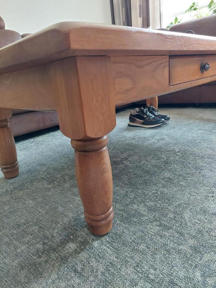 Massief Eiken Salontafel met Lade - 130x75cm, Huis en Inrichting, Tafels | Salontafels, Ophalen