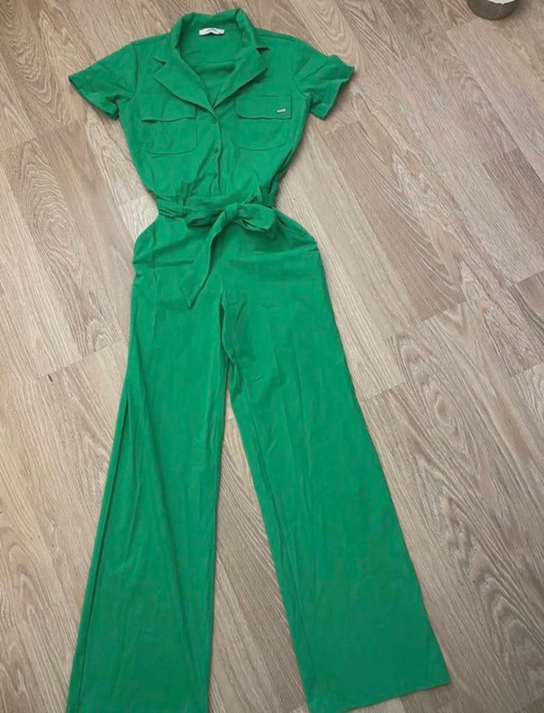 Ambika Travelstof Jumpsuit - Maat XS - Groen, Kleding | Dames, Jumpsuits, Ophalen of Verzenden, Zo goed als nieuw, Maat 34 (XS) of kleiner