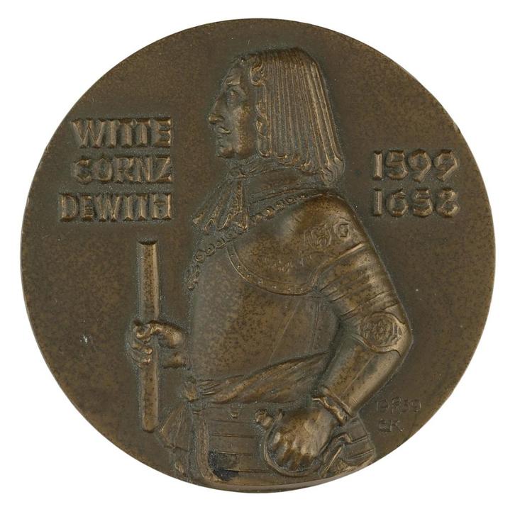 Penning VPK 1959 Cor van Kralingen : Witte de With, Postzegels en Munten, Penningen en Medailles, Brons, Nederland, Verzenden