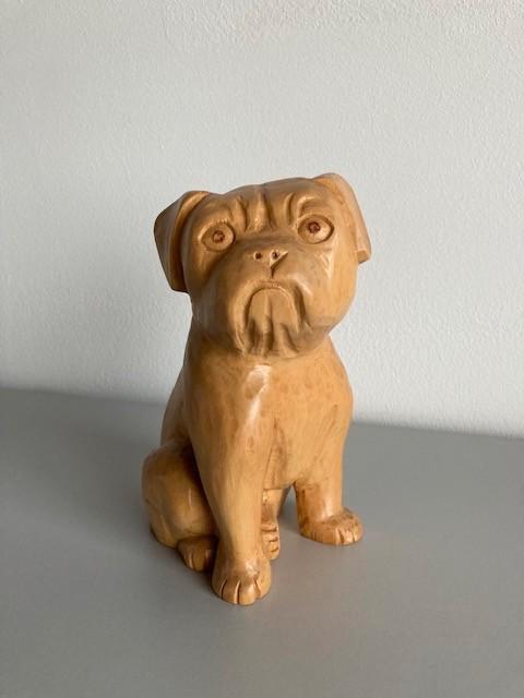 Houten hondenbeeldje, Verzamelen, Beelden en Beeldjes, Zo goed als nieuw, Dier, Ophalen of Verzenden