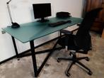 Bureau Industriële met glazen blad, Ophalen, Gebruikt, Bureau