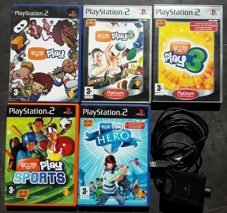 PS2 Set - Eyetoy Play 1 2 3 Hero Sports - PlayStation 2, Spelcomputers en Games, Games | Sony PlayStation 2, Zo goed als nieuw