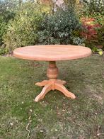Rond massief blank eiken eettafel, Ophalen, Gebruikt, Vier personen, 100 tot 150 cm
