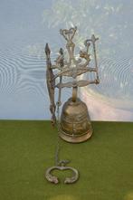 Oude koperen trekbel / kloosterbel met trekkoord, 33cm hoog, Antiek en Kunst, Ophalen of Verzenden