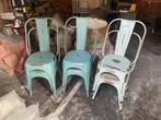 Metalen industriële stoelen vintage, Huis en Inrichting, Stoelen, Blauw, Twee, Zo goed als nieuw, Ophalen