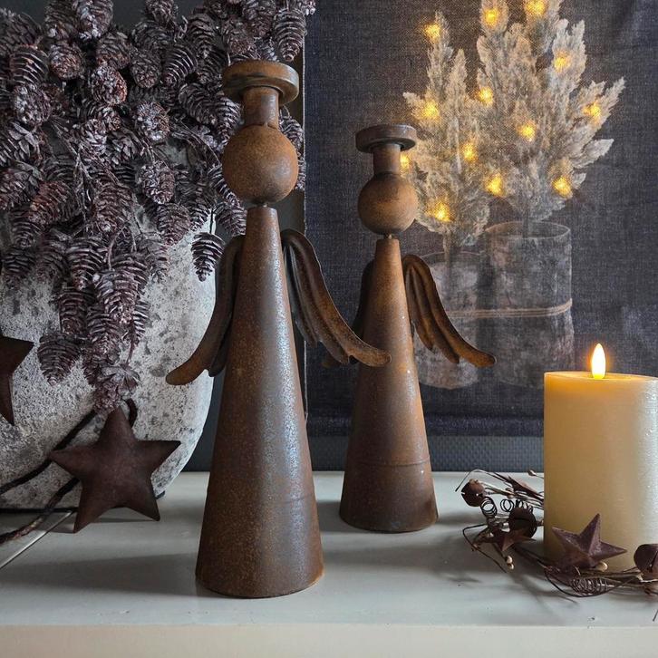 Nieuw! Kaarshouder Engel Emely Roest, Diversen, Kerst, Ophalen of Verzenden