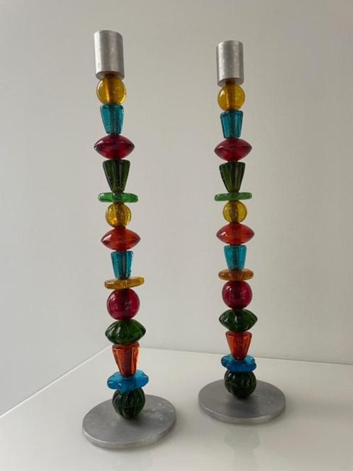 2x Design multicolour kandelaars van Räder Germany 41cm hoog, Huis en Inrichting, Woonaccessoires | Kandelaars en Kaarsen, Zo goed als nieuw