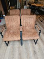 4x Bruine Microvezel Eetkamerstoelen - Eettafelstoelen, Huis en Inrichting, Stoelen, Ophalen, Gebruikt, Bruin, Vier