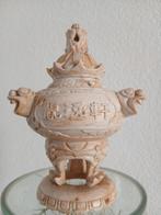 Chinese speksteen ? pot met deksel lotus schildpad draak, Ophalen of Verzenden