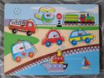 Houten puzzel voertuigen: auto, brandweer, ambulance, boot, Gebruikt, Ophalen of Verzenden, Van hout, Minder dan 10 stukjes