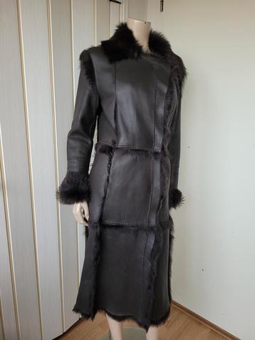 Segnaro lams leren lammy coat lang bruin maat 36/38 beschikbaar voor biedingen