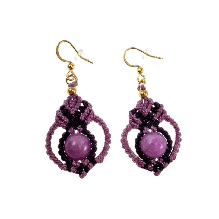 Lange Oorbellen Dames | Verguld RVS Haakoorbellen - Paars, Sieraden, Tassen en Uiterlijk, Oorbellen, Nieuw, Hangers, Overige materialen