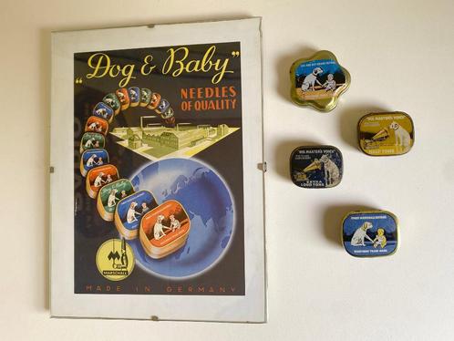 His Master's Voice naaldendoosjes + HMV advertentie leaflet, Antiek en Kunst, Antiek | Tv's en Audio, Ophalen of Verzenden