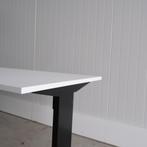 Inbus instelbaar bureau, 140x80cm, Zwart onderstel, wit,BR66, Ophalen of Verzenden, In hoogte verstelbaar, Gebruikt, Bureau