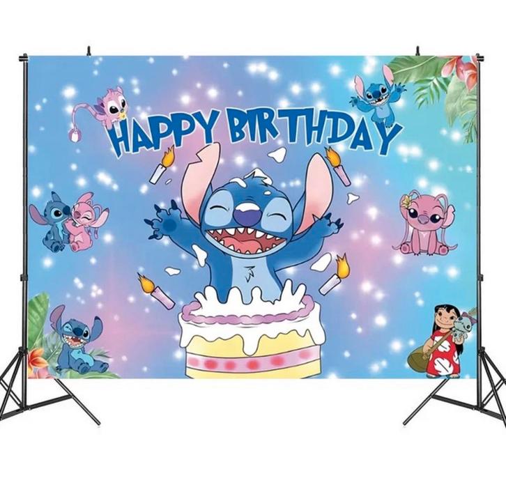 Stitch achtergronddoek / poster 100x150, Hobby en Vrije tijd, Feestartikelen, Nieuw, Versiering, Verjaardag, Ophalen of Verzenden