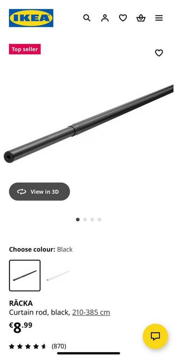 Ikea Räcka gordijnroede 210-385 cm beschikbaar voor biedingen