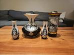 Antiek Hollohaza Porselein Vaas Set, Zwart, Aardewerk of Porselein, Nieuw, Ophalen of Verzenden