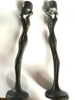 2 Bronzen gesigneerde kandelaars Corry Ammerlaan, Ophalen, Gebruikt, Bruin, Brons of Koper