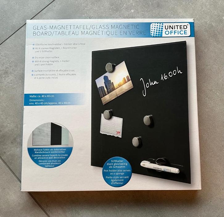 2x Magnetische en/of krijt glazen memobord 40x40 cm (Nieuw!), Huis en Inrichting, Woonaccessoires | Memoborden, Nieuw, Overige typen