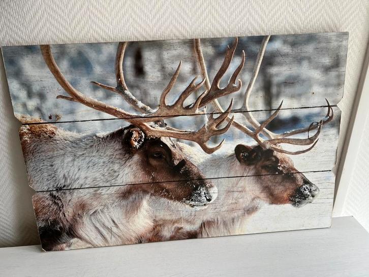 Te Koop Wandbord Wanddecoratie Rendieren In Sneeuw, Huis en Inrichting, Woonaccessoires | Overige, Zo goed als nieuw, Ophalen of Verzenden