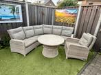Loungeset: Bank, verstelbare stoel & tafel, incl. 10 kussens, Tuin en Terras, Ophalen, Gebruikt, Bank, 6 zitplaatsen