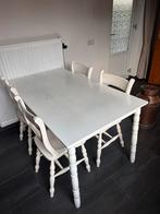 Witte Keukentafel met 4 Stoelen, Huis en Inrichting, Ophalen, Gebruikt, 100 tot 150 cm, Eikenhout