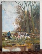 Landschap met boer en koeien, Antiek en Kunst, Ophalen of Verzenden