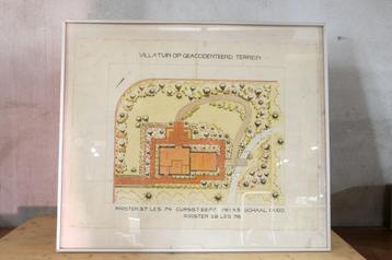 architect ontwerp tekening villatuin 1943 beschikbaar voor biedingen